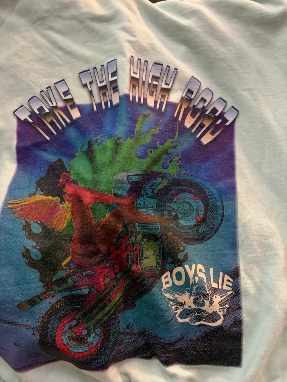 Boys Lie Mint Hoodie with Multicolor Back Graphic